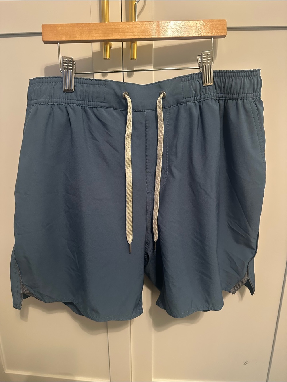 Men's Slate Blue Athletic Swim Shorts with Drawstring Waist